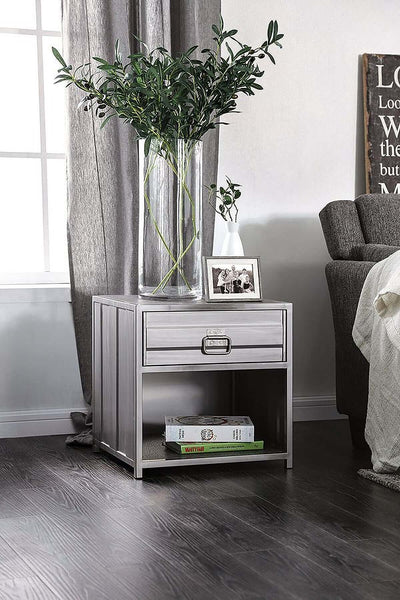 Mccredmond Hand Brushed Silver Nightstand