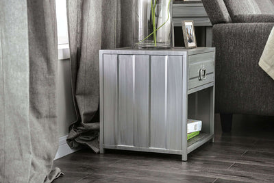 Mccredmond Hand Brushed Silver Nightstand