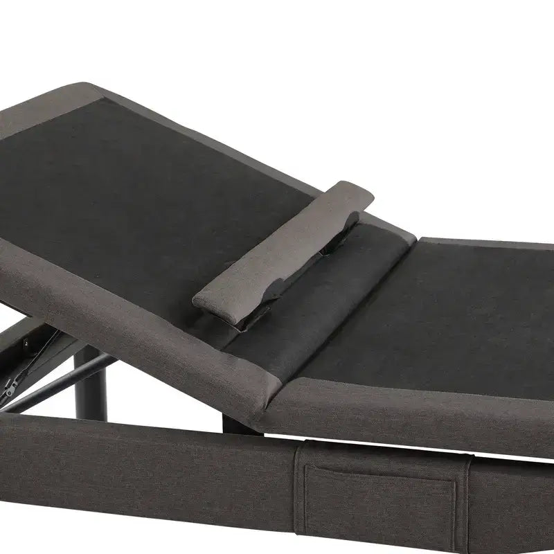 Malouf S-755 Charcoal Gray Adjustable Base with head tilt and lumbar support feature for ultimate comfort.