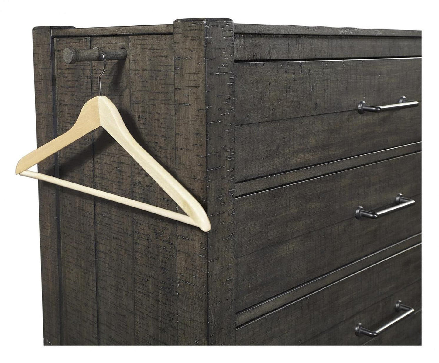 Mill Creek Collection Carob Chest with wooden hanger showcasing stylish design and functional storage.