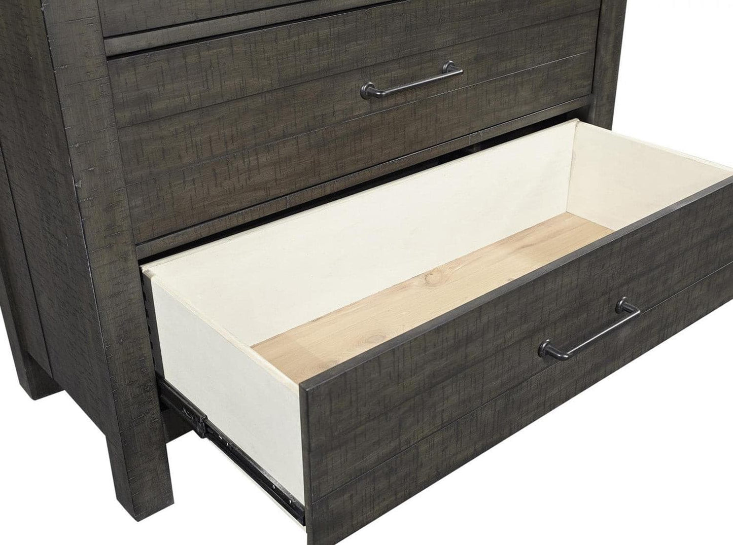 Mill Creek Collection Carob Chest showing spacious interior drawer with cedar lining for odor absorption and moth protection.