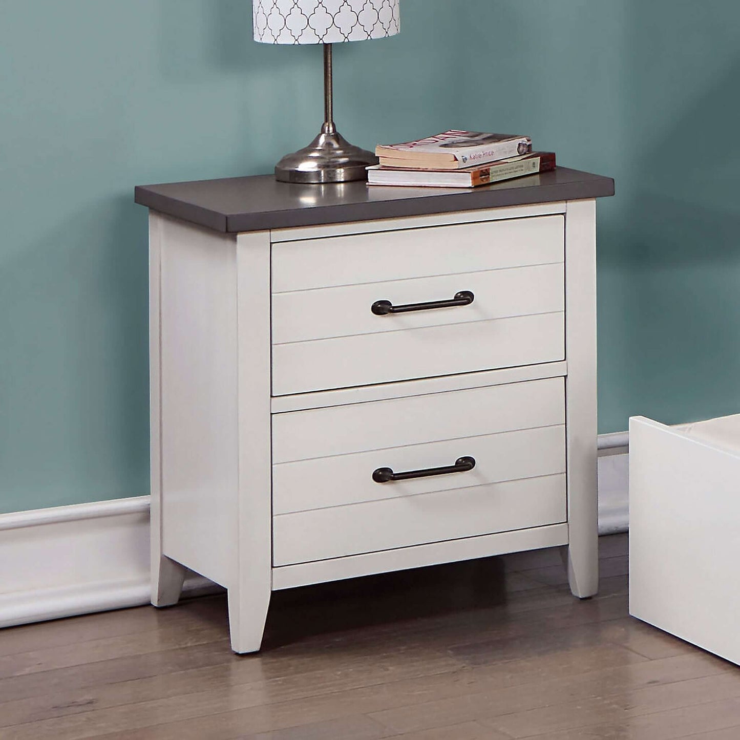 Priam Night Stand In White and Gray