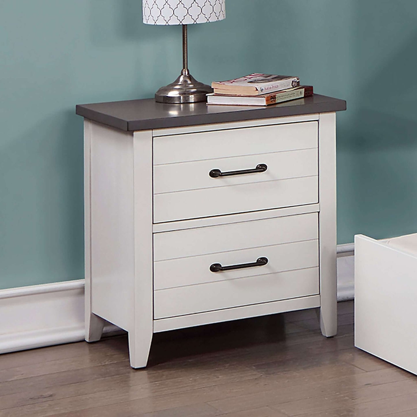 Priam Night Stand In White and Gray