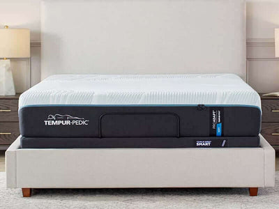 Tempur-Pedic TEMPUR-ProAdapt Soft 12" mattress on a stylish bed frame in a modern bedroom setting.