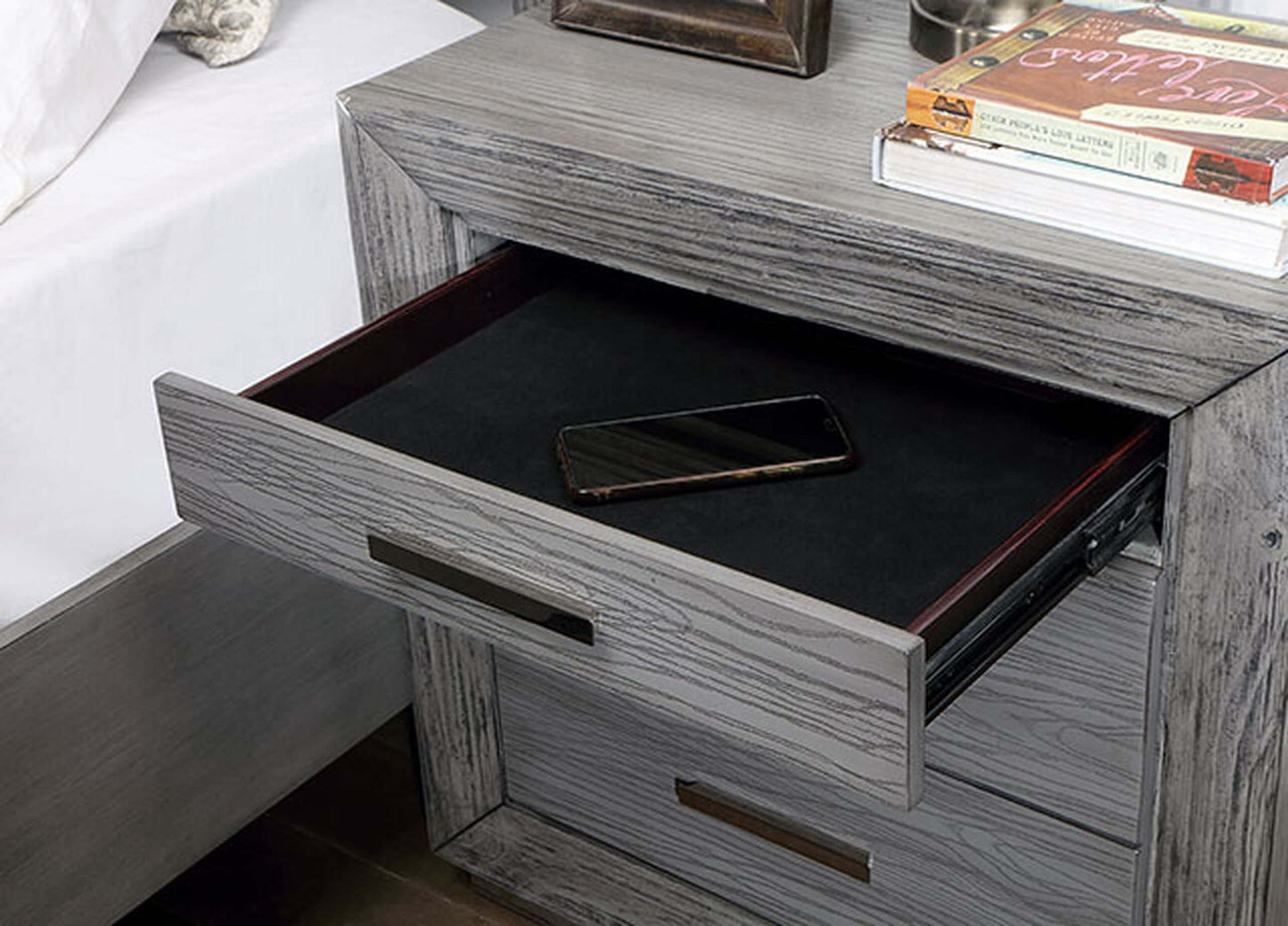 Raiden Night Stand With Usb In Gray