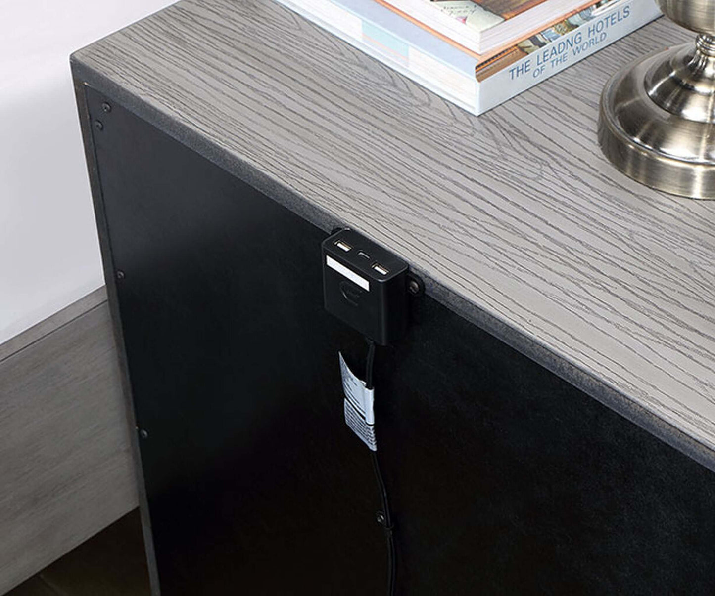 Raiden Night Stand With Usb In Gray