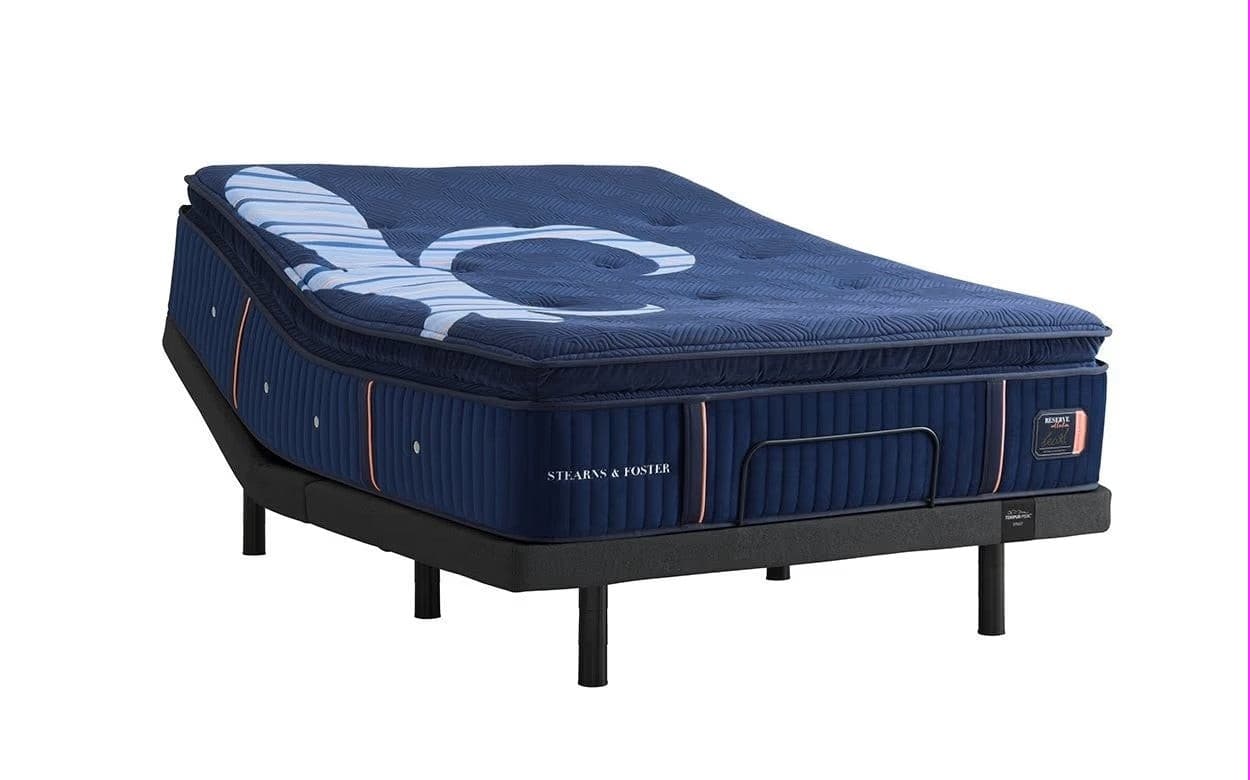 Stearns & Foster Reserve® 17" Soft Pillow Top Mattress with adjustable base for luxury comfort and support.