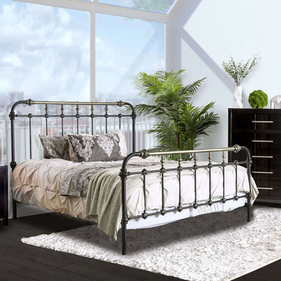 Riana Metal Queen Bed In Antique Black