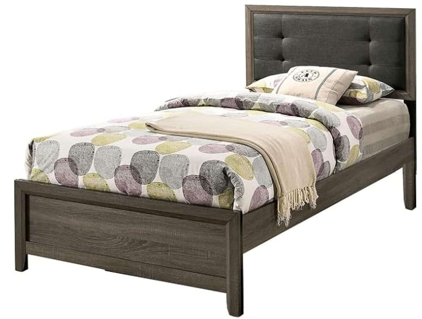 Roanne Twin Bed In Gray and Charcoal