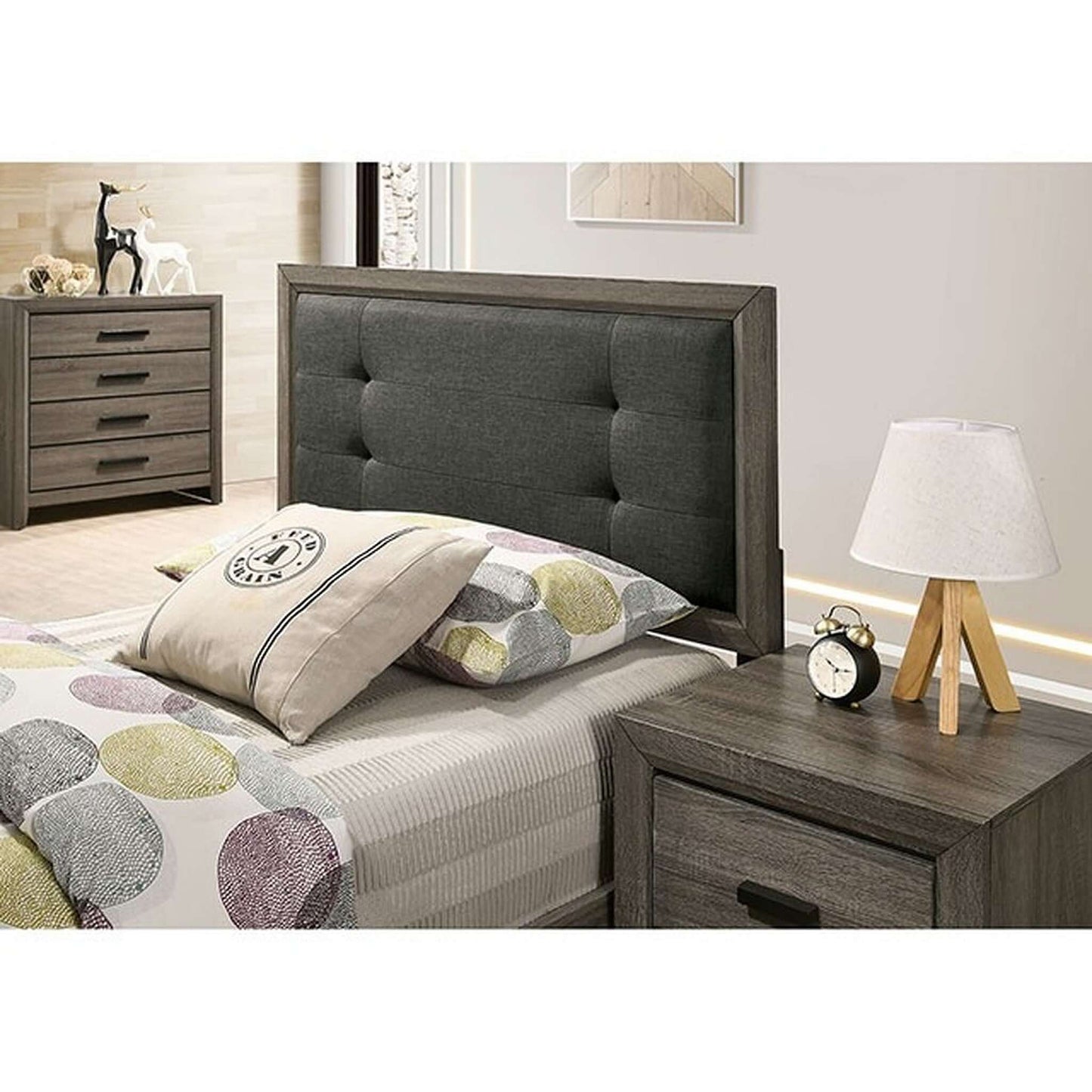 Roanne Twin Bed In Gray and Charcoal