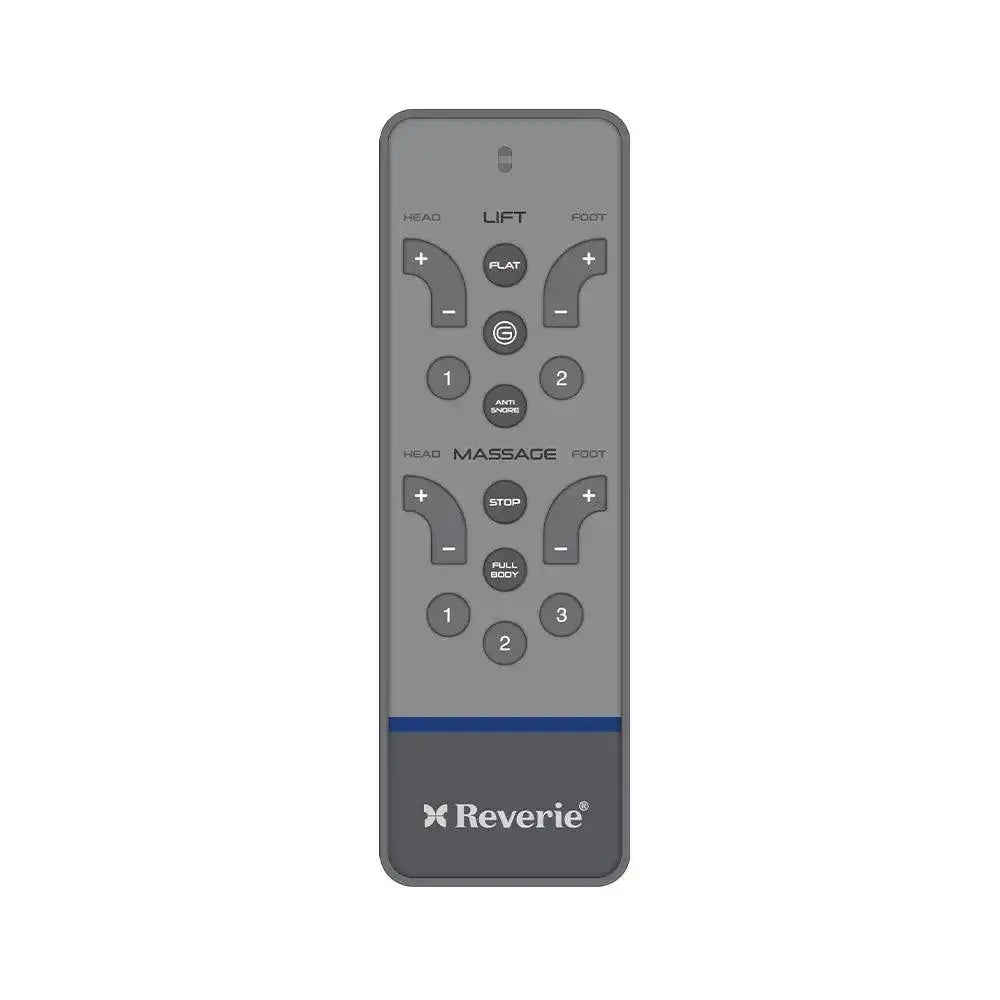 Reverie R400 adjustable power base remote control with massage and lift functions.