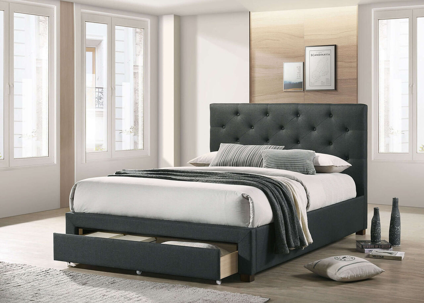 Sybella Queen Bed In Dark Gray