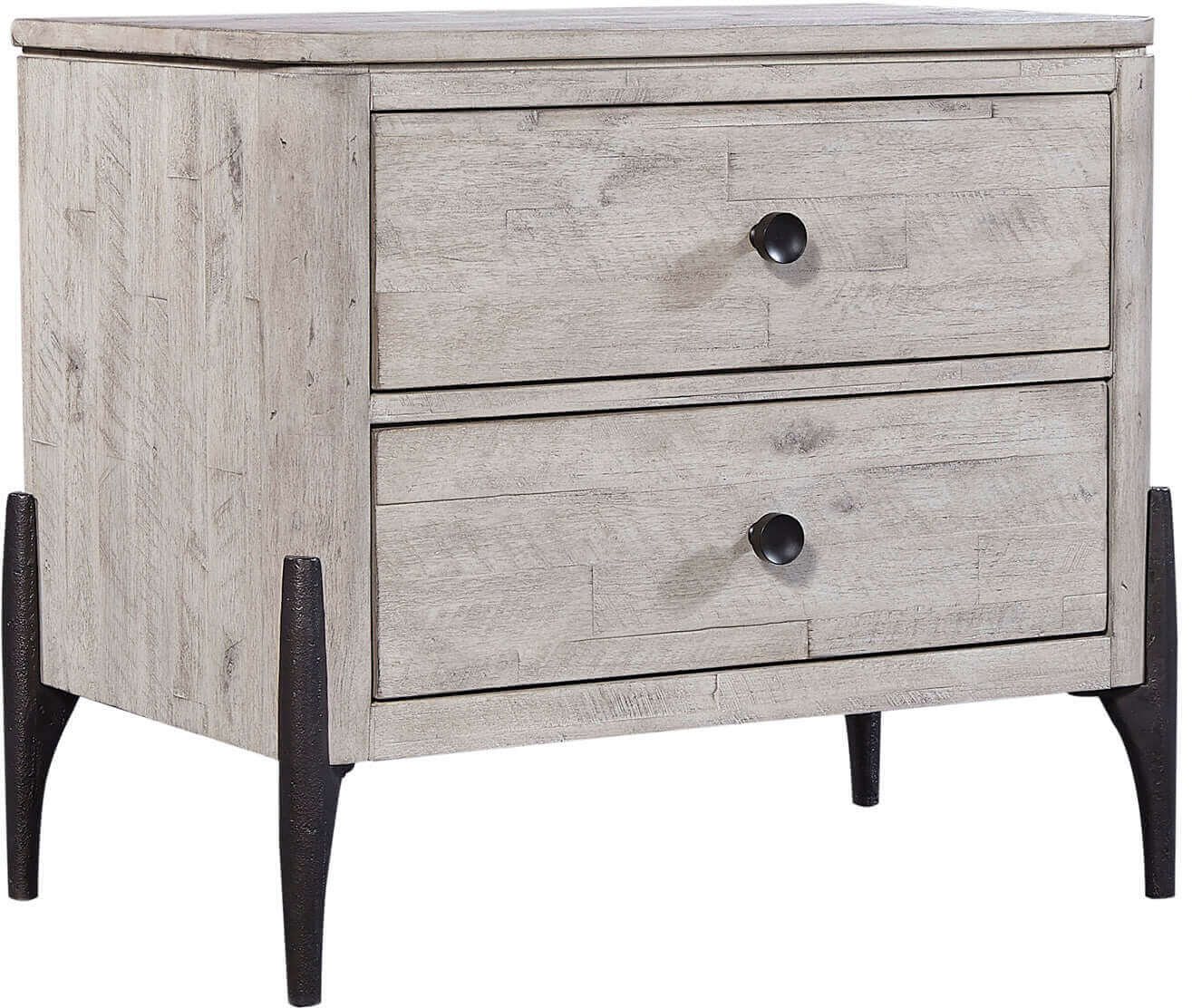Zane Collection Nightstand featuring a light wood finish and black hardware, perfect for stylish bedroom storage.