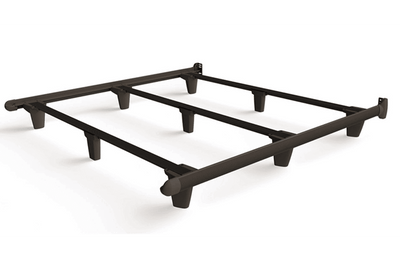Knickerbocker Embrace designer bed frame with robust steel construction, showcasing a black finish and sturdy design.