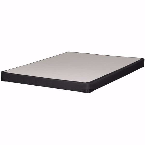 Low Profile 4" Box Spring Flat Universal Foundation in black fabric, designed for enhanced mattress support and versatile styling.