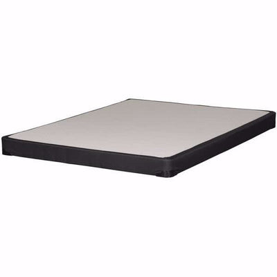 Low Profile 4" Box Spring Flat Universal Foundation in black fabric, designed for enhanced mattress support and versatile styling.