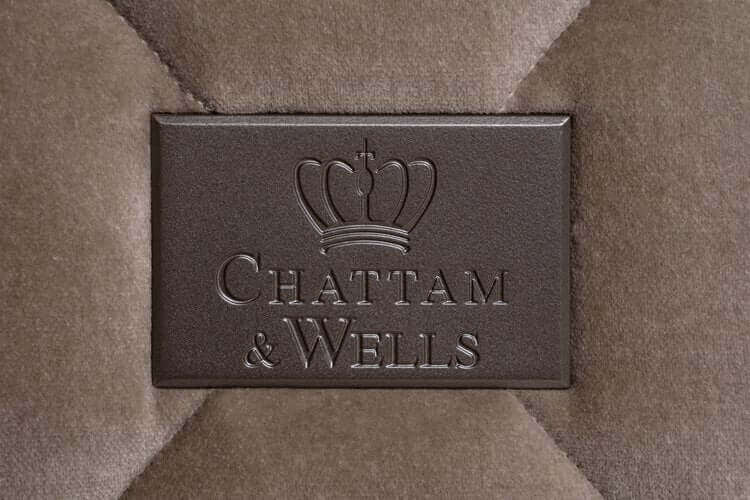 Chattam & Wells logo embossed on luxury mattress, showcasing quality craftsmanship and design excellence.