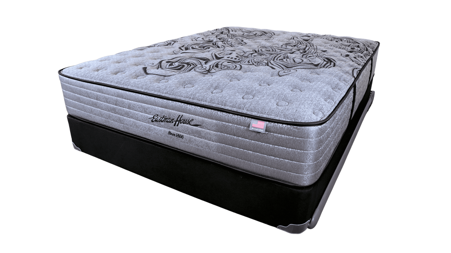 Eastman House Micah Firm Gel Memory Foam 12.5" mattress with quilted surface and temperature-regulating cotton cover.