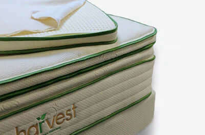 Harvest green soft natural latex mattress topper with organic cotton, showcasing 2.75 inches of plush comfort.