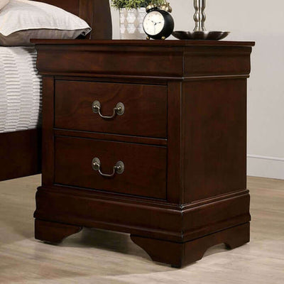 Louis Philippe Cherry Transitional Nightstand with two drawers and a classic design, perfect for stylish bedroom storage.