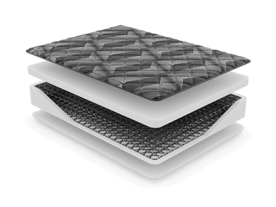 Diamond Rock Extra Firm 12" mattress layers showing moisture-wicking fabric and durable innerspring support.