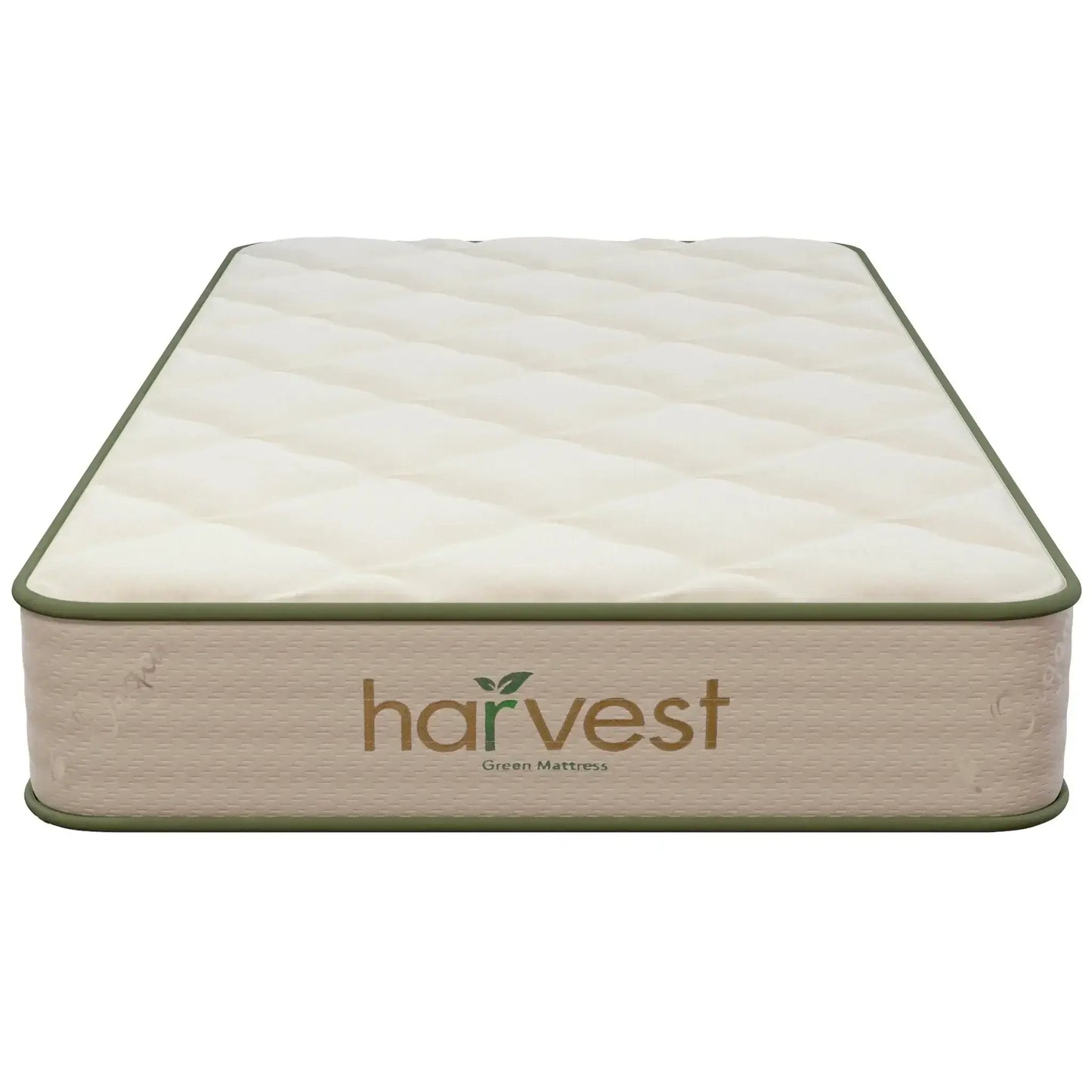Harvest Green Essential GOTS Certified 10" mattress showcasing organic materials and eco-friendly design.