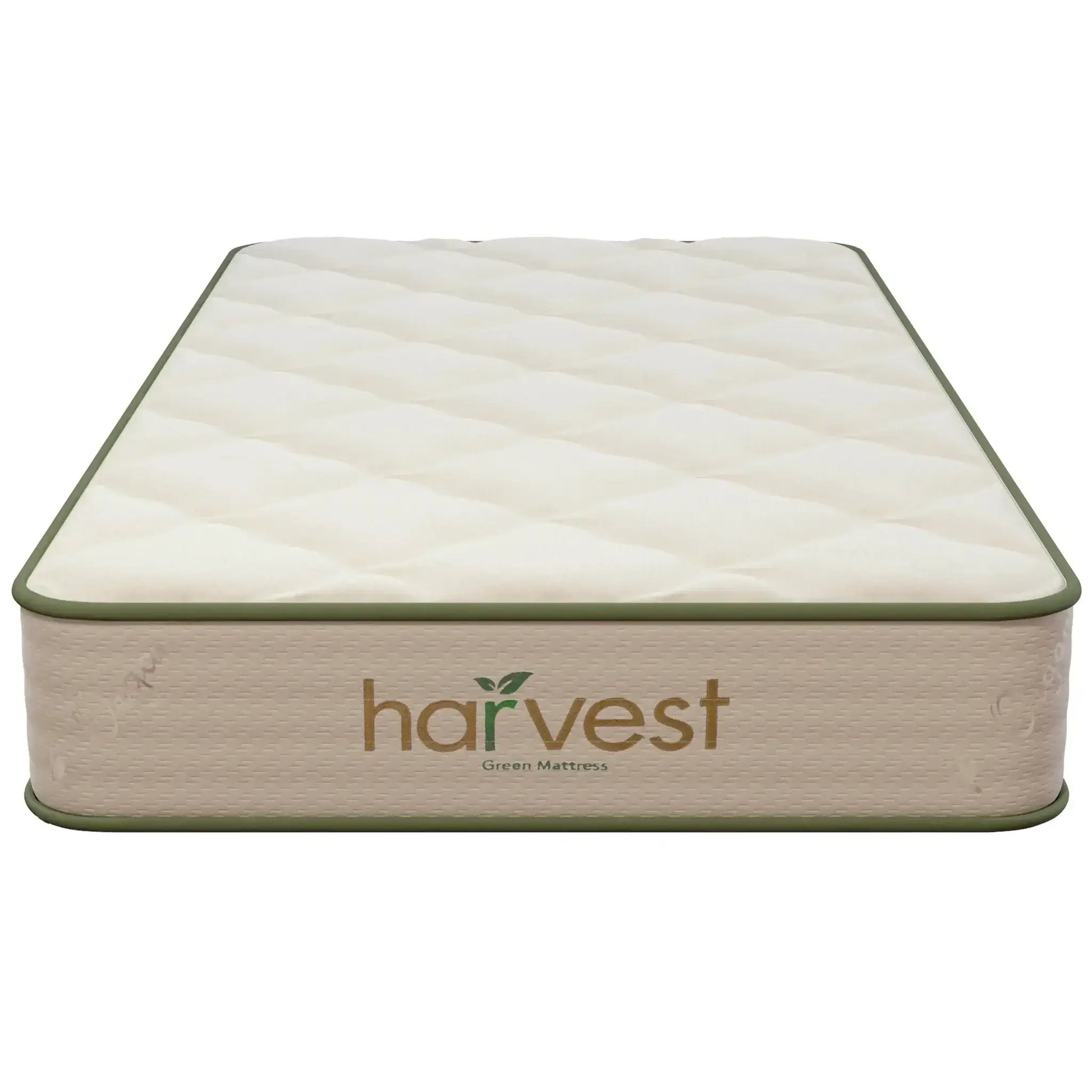Harvest Green Essential GOTS Certified 10" mattress showcasing organic materials and eco-friendly design.
