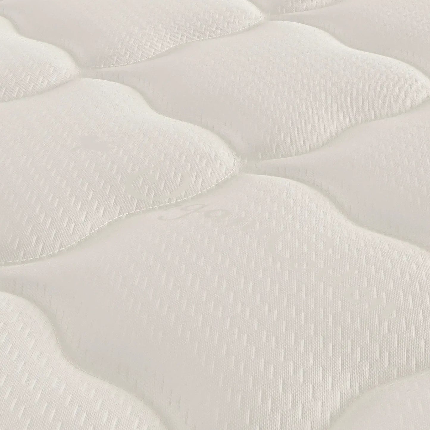Close-up of the Harvest Green Essential GOTS Certified 10" Mattress surface, showcasing its organic cotton and wool texture.