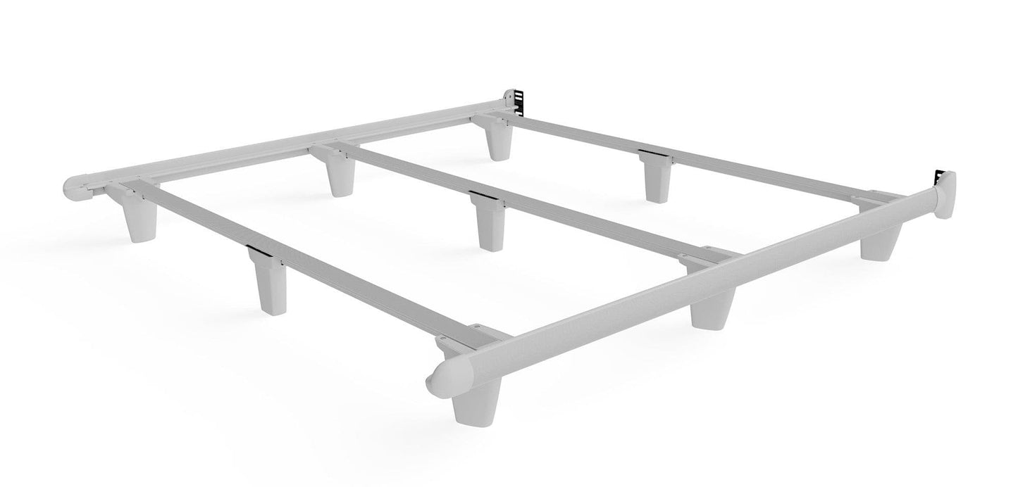Knickerbocker Embrace designer bed frame showing contoured side rails and tapered legs in sleek design.