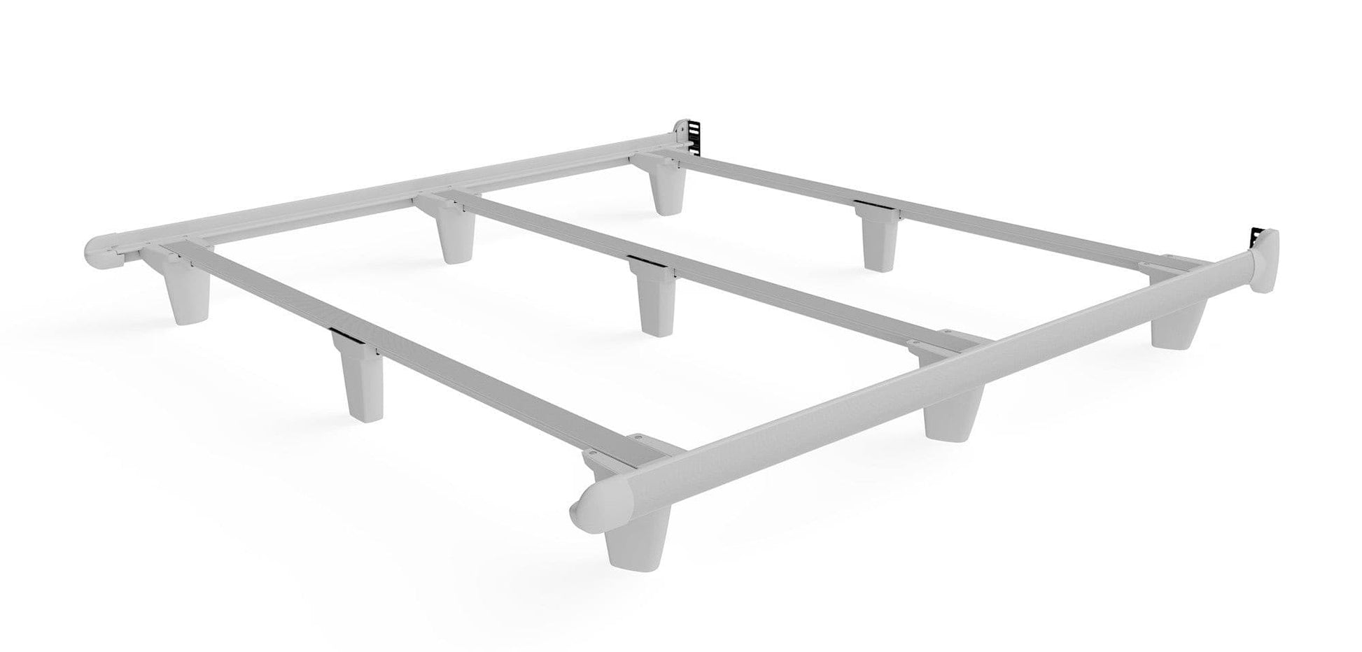 Knickerbocker Embrace designer bed frame showing contoured side rails and tapered legs in sleek design.