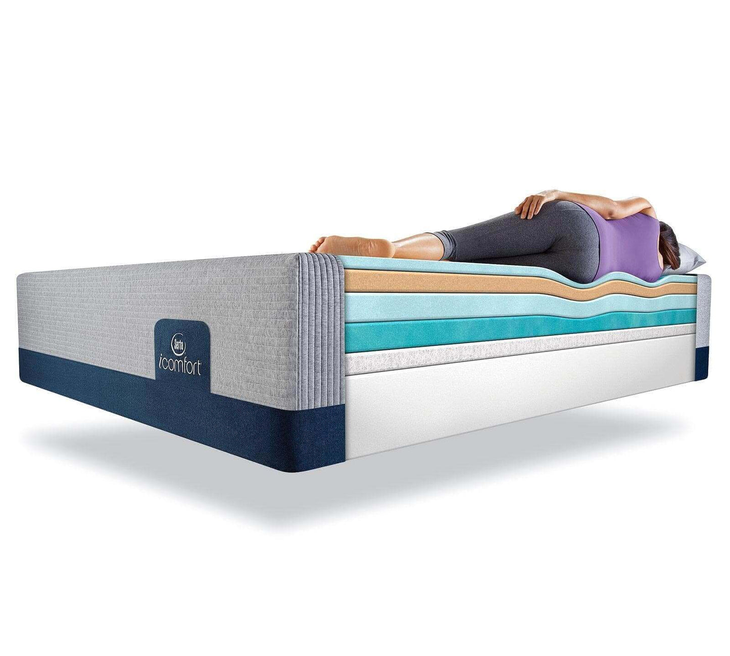 CA King Serta iComfort Blue Max Touch 3000 Plush mattress with person lounging for optimal comfort and support.