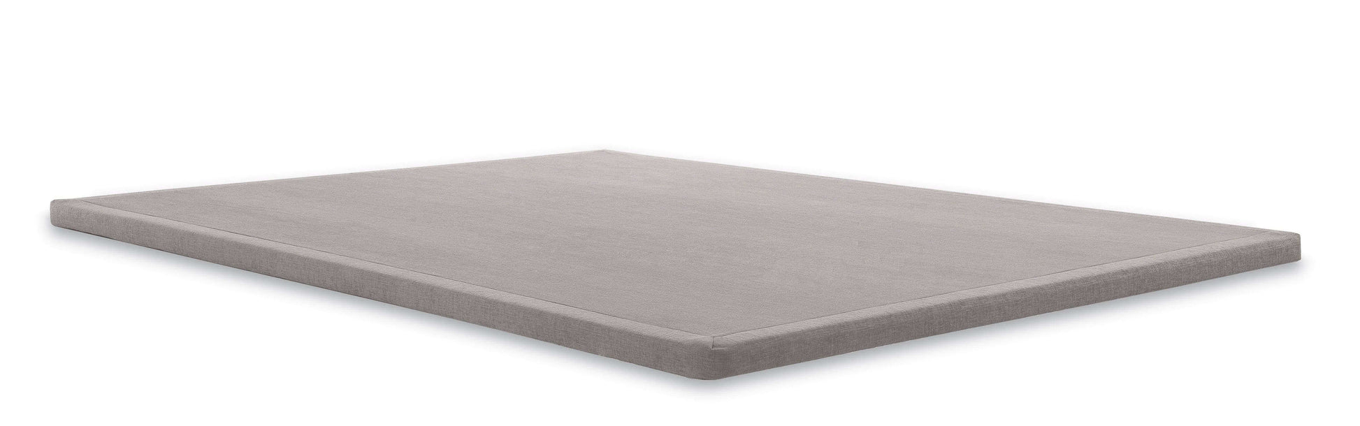 Ultra low 2" grey bunkie board foundation with flat profile for mattress support, ideal for modern bedroom aesthetics.