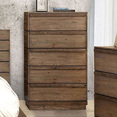 Rustic Coimbra Natural Chest with plank style front panels and wooden bar handles, perfect for enhancing interior decor.