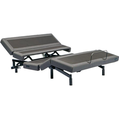 Rize® Contemporary IV 18" Adjustable Base in gray, showcasing full head and foot positioning with lumbar support features.