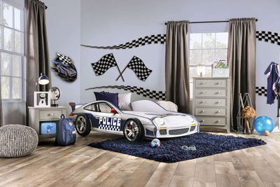 Twin Bed In Blue and White