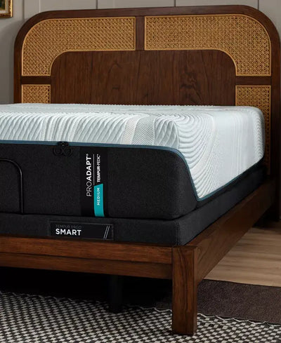 Tempur-Pedic TEMPUR-ProAdapt Medium 12" Mattress displayed on a stylish wooden bed frame in a modern bedroom setting.