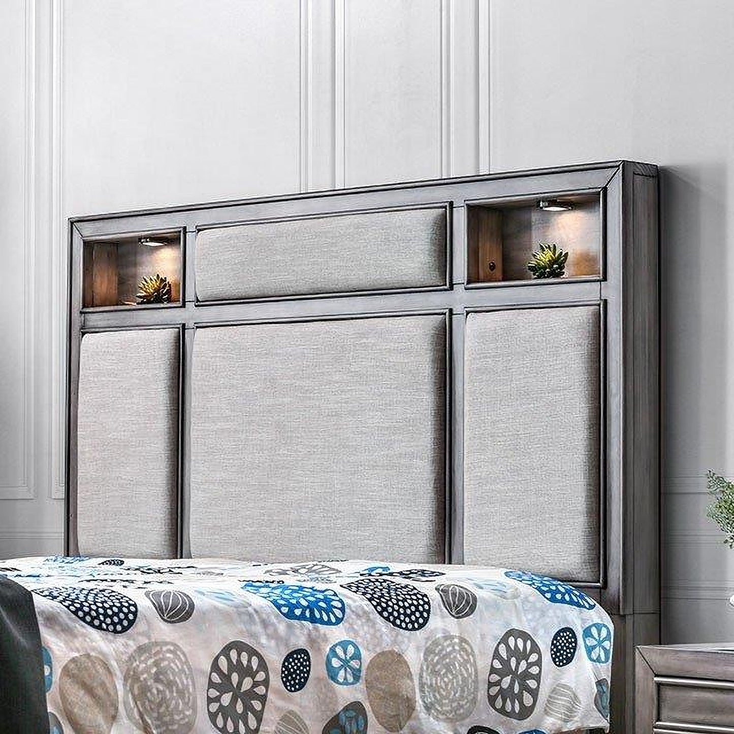 Daphne Gray CalKing Upholstered Platform Bed