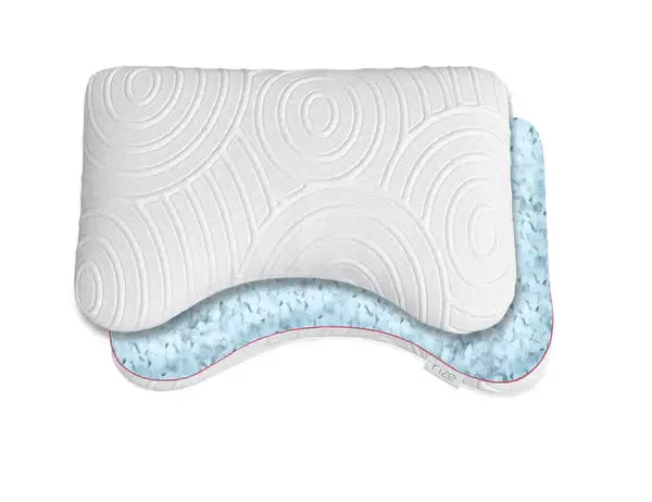 Rize RZ Contour Cloud Memory Foam Pillow with contour design and cooling technology for spinal alignment and comfort.