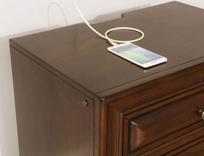 Brandt Nightstand w/ USB and Power Outlet (Brown Cherry)