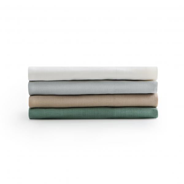 Malouf White Linen Weave Cotton Sheet Set