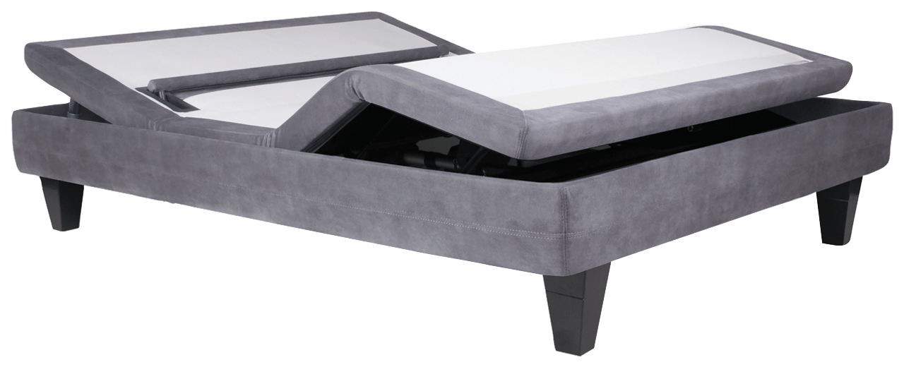 Serta Motion Custom II Adjustable Bed Base in gray, featuring adjustable head and foot positions for enhanced comfort.