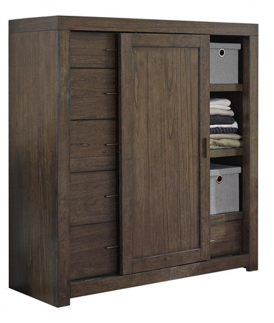 Modern Loft Collection Brownstone Sliding Door Chest with aged bronze hardware and multiple storage compartments.