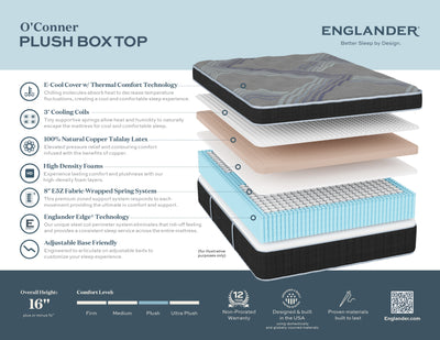 Englander O'Conner Luxury Plush Box Top 16.5" Mattress