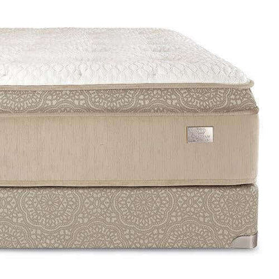 CA King Chattam & Wells Kingston luxury plush Euro top mattress with natural Talalay latex and elegant fabric design.