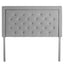 Malouf Hennessy Stone Grey Headboard with square tufting and sophisticated padding for modern bedroom elegance.