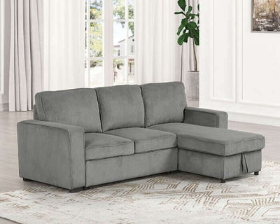 Yves Corduroy Sectional Sofa in contemporary dark gray with reversible chaise and storage, enhancing living room style and comfort.