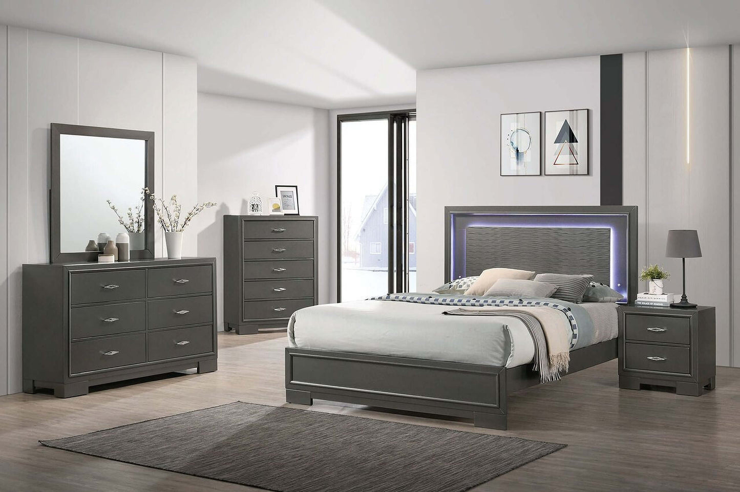 Alison Bedroom Set In Dark Walnut
