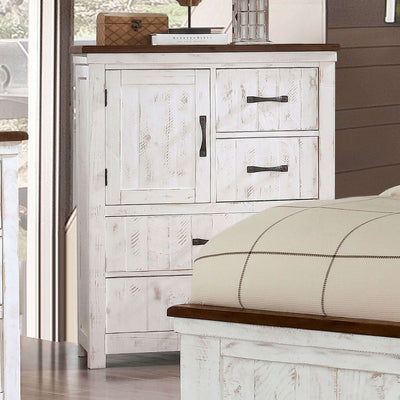 Alyson Chest In Distressed White and Walnut