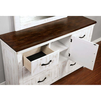 Alyson Dresser In Distressed White and Walnut