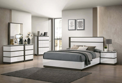Birsfelden Night Stand With USB In White and Gray